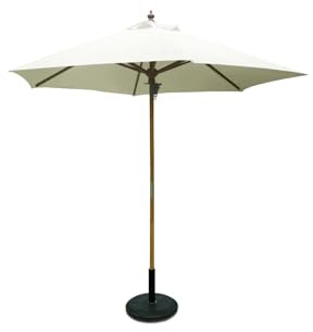 SiMPO LIFESTYLE Sonnenschirm 300 cm Holz-Sonnenschirm Marktschirm Gartenschirm Terrassenschirm Rund UV50+ (Beige, 3m)