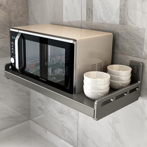 MQXDNFDC Durable Electric Oven Holder Shelf Wall-Mounted Microwave Oven Rack Suitable for Electric Oven, Microwave Oven/Gun Gray/60Cm