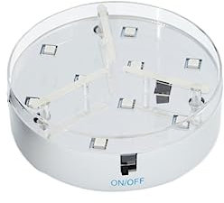 ANDRESLAD Base Redonda De 10 Cm con Luz Led RGB para Exhibir Figuras De Cristal Control Remoto Base Plateada Luz De Jarrón No Requiere Batería.