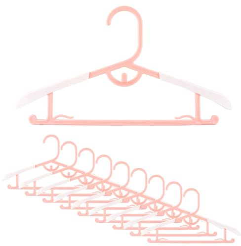 Kinder-Kleiderbügel Kunststoff 10 Stück Rosa/Weiß 34-46 cm | verstellbare Breite 34-46 cm, 10 Stück