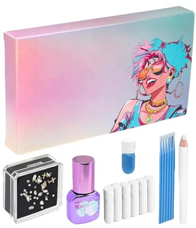 Tooth Gem Kit Zahnschmuck Set Trendiges 30-Teiliges Kristallzahn-Edelsteinset,Unisex