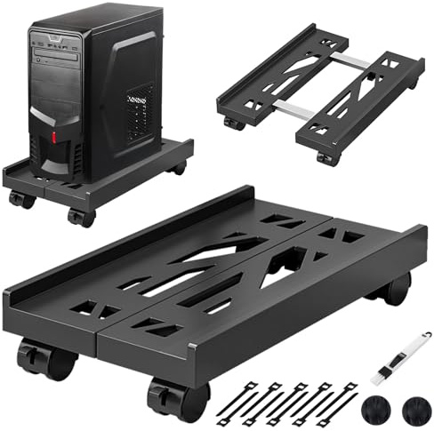 WUSUPU Soporte para CPU, Soporte Móvil Ajustable para CPU y Torre de PC con 4 Ruedas Giratorias con Bloqueo - Ajustable(20-30cm), Soporta hasta 30kg, Ideal para Hogar, Oficina y Estación de Gaming