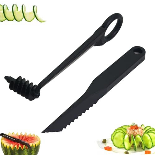 Kitchen Spiral and V-Shaped Tools, Spiral Slicer Blade & Hand Slicer Cutter for Potato, Cucumber, Carrot, Manual Stainless Steel Spirals Knife, Vegetable Spiral Cutter & Peeler Kit(All)