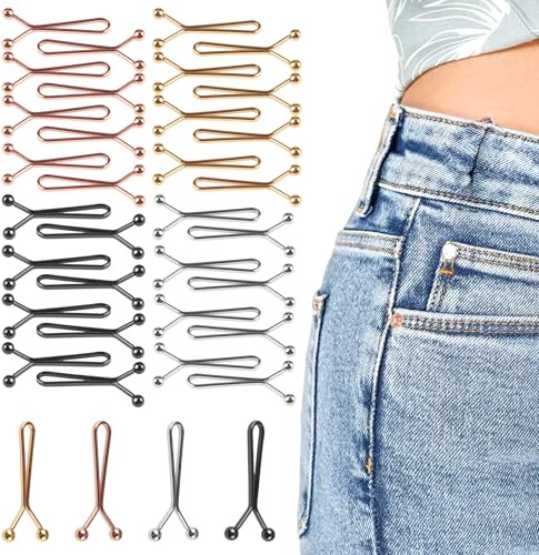 36 stycken ingen sömnad krävs för att minska midjan, 3,5 × 1,7 cm | återanvändbara små midjeklämmor, justerbara byxor, midjespännare för klänning, anti-gå-ljusfixering, kjolradie, modifiering