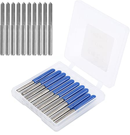 3,175 mm CNC Router Bits 10pcs Conjunto | Basques de grabado de acero de tungsteno de 90 grados para tallado de madera y fresado de metal | Herramientas de cortador CNC de alta (90*0.1)