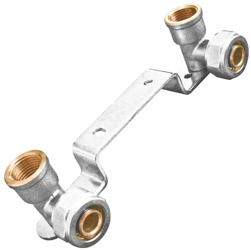 2 Wandwinkel Montageplatte mit 1/2 Rohr Zoll Innengewinde IG für 16 x 2,0 mm Rohr Außendurchmesser x Wandstärke Mehrschicht Verbundrohr Schraub Fitting mit Klemmring Verschraubung