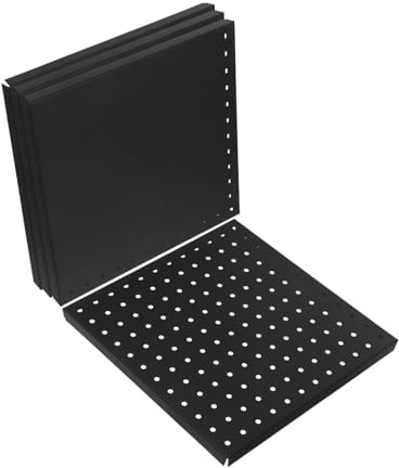 BESTYASH 4 Pièces Panneau Perforé Métal Noir Robuste Organisateur Mural Modulable pour Garage Cuisine Bureau Rangement Outils et Atelier Support Résistant Aux Charges Lourdes Installation