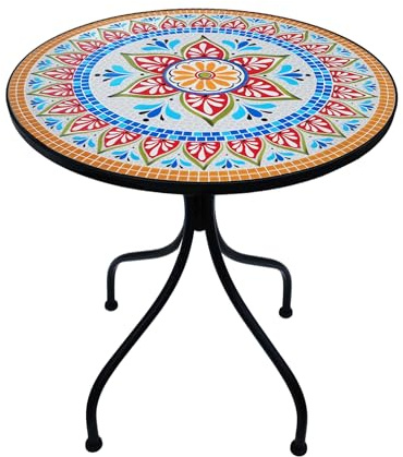 Cre Cra Mesa de Bistró de Mosasico,Mesa de jardín,60 x 70cm,Mesa Exterior Redonda para terraza, jardín y balcón