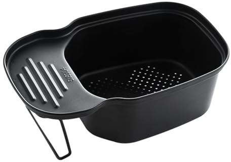 Violiica Cesta coladora de acero inoxidable para fregadero con diseño de gran calibre para limpieza de frutas y verduras, color negro