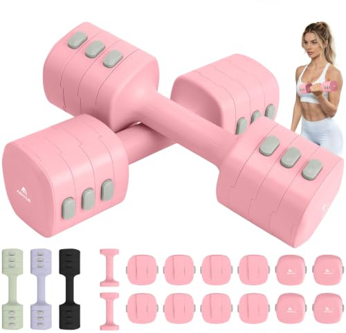 Abahub Hanteln Verstellbar Dumbbell Set Kurzhantel 2er Set je 1-2,5 kg | 4 in 1 Gewichte Dumbbell Adjustable für Frauen Damen Anfänger zu Hause Home Gym Krafttraining Gewichte Set