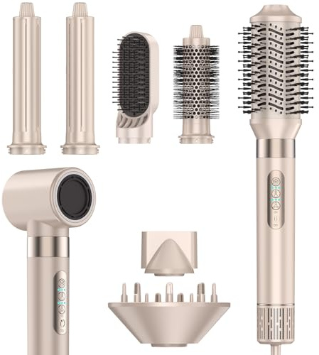 Air Styler 8-en-1 Brosse Soufflante – Haute Vitesse 110 000 tr/min Séchage & Coiffage Rapide, Ionique Sèche-Cheveux avec Boucleurs Auto-Wrap, Diffuseur, Brosse Volume & Lissante