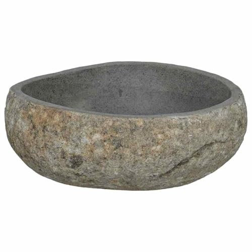 Vasque à Poser, Lavabo à Poser en Pierre Naturelle Lave Main Salle de Bain Gris clair (38-45) x (30-35) x 15 cm Pierre de Rivière