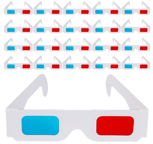 IMIKEYA Occhiali di Carta 3D Rossi e Blu 90 Pezzi per Film e TV Occhiali di Cartone 3D Monouso Comodi per Intrattenimento Domestico e Feste