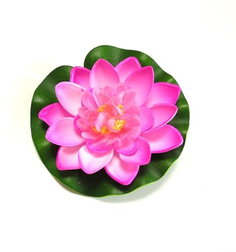 Tidgel Kit de décoration de nénuphars flottants et lotus - 8 pièces - Plantes aquatiques artificielles en plastique avec grenouille - Pour étangs extérieurs