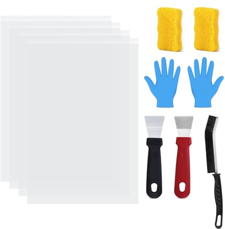 16pcs Oven Cleaner Bags for Racks Kit | 40x60cm Reusable No Scrub Oven Rack Cleaning Bags with Non Scratch Scraper & Crevice Brush for Oven Shelf Tray BBQ Grill