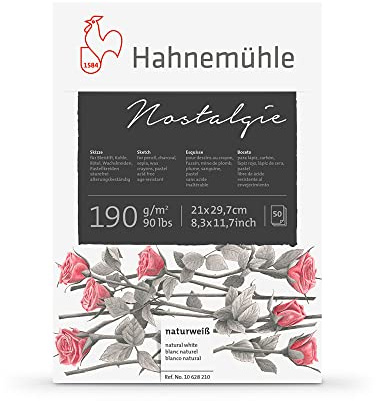 Hahnemühle: Skizzenblock Nostalgie 190 GSM: 50er Jahre: Naturweiß: A4