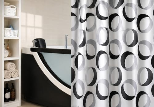 Spirella Anti-Schimmel Duschvorhang Rings Anti-Bakteriell, waschbar, wasserdicht Polyester 180x200cm weiß, grau, schwarz