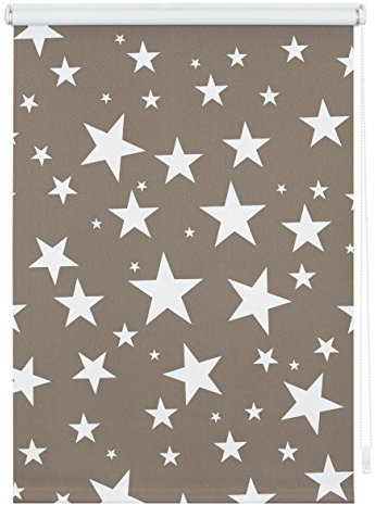 Lichtblick Klemmfix Verdunklungs-Rollo mit Motiv, ohne Bohren, Blickdicht, Seitenzugrollo, Made in Germany, Sterne - Grau-Weiß 100 cm x 180 cm (B x L)