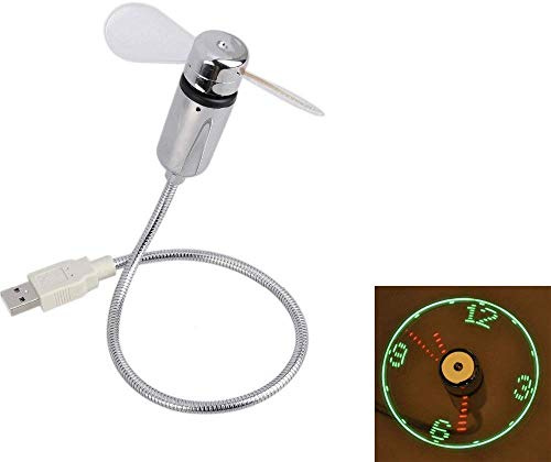 Gearmax® Bureau Gadget Bureau Flexible col de Cygne USB LED Horloge Fan