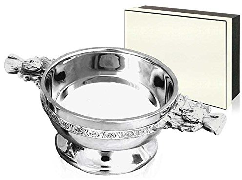 English Pewter Company 4 Thistle Handle Celtic Pewter Quaich Whisky Tasting Bowl Loving Cup. Personalised with Free Engraving [SQ903]