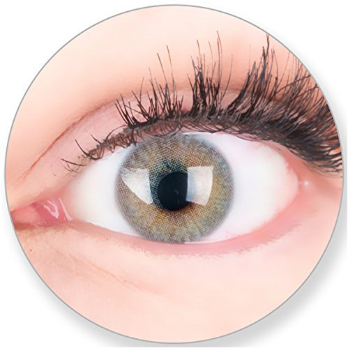 Glamlens Kontaktlinsen farbig grau ohne und mit Stärke - mit Kontaktlinsenbehälter. Sehr stark deckende natürliche graue farbige Monatslinsen Seidengrau 1 Paar weich Silikon Hydrogel -2.0 Dioptrien