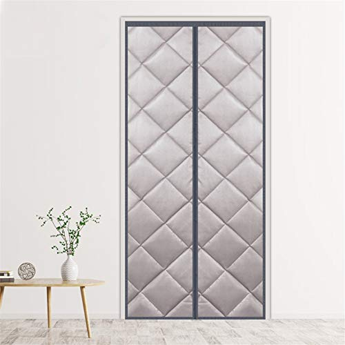 LIVEINU Wärmeschutzvorhang Magnet Thermo Türvorhang Isolier Schutz Panel-Isolierung Thermovorhang Verdunklungsgardine Wasserdicht Winddicht Geräuschisolierung für Balkontür 130x220cm PU Leder Grau