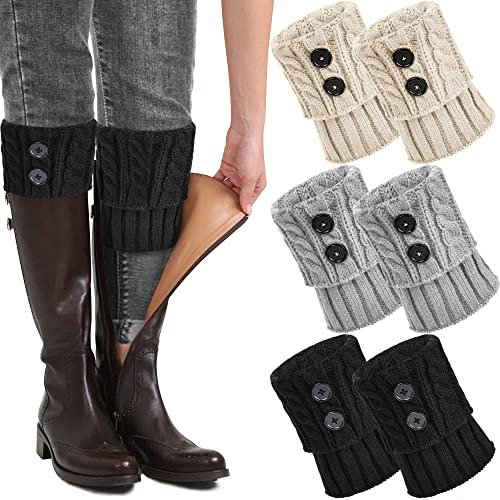 beifon 3 Paare Stulpen Damen aus Wolle und Acryl, Gestrickte Leg Warmers Warme Winter Beinstulpen Frauen, Lang Beinwärmer Flexibel Legwarmers Weich Knöchelwärmer Bein Stulpen für Damen Mädchen