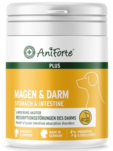 AniForte Magen & Darm Hunde Tabletten 90 Stück - Bei akutem Durchfall & Magen-Darm-Beschwerden, Präbiotika zum Darmflora aufbauen