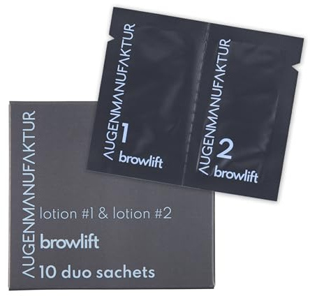 Augenmanufaktur Browlift Duo Sachets 10er Pack – Augenbrauenlifting Lotionen #1 Und #2, Augenbrauenformung und voluminöser langlebiger 3D Augenbrauen Effekt