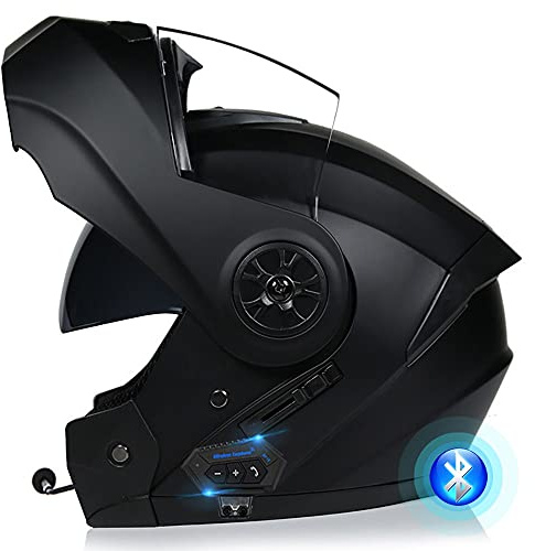 COKECO Bluetooth Casco Moto Modulare Microfono Auricolare con Altoparlante Incorporato Unisex con Doppia Visiera Parasole Casco Anticollisione per Moto Integrale Approvato DOT/ECE 55-62CM