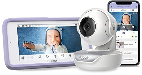 Hubble Connected Nursery Pal Premium Baby Monitor with Camera, 5 Inch Touch Screen, Privacy Mode, Infrared Night Vision, Two-Way Call, Room Temperature Sensor and Smartphone App