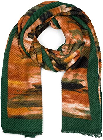 styleBREAKER Damen Plissee Schal Pinselstrich Muster | 180x80 cm großes Tuch mit Crash-Struktur, weich, kratzfrei, kurze Fransen, vielseitig als warme Stola drapierbar.