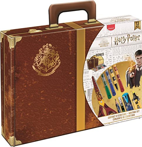 Maped - Harry Potter Koffer, 13-teilig, 4 Filzstifte + 2 Graphitstifte + 1 Schere + 1 Spitzer + 1 Radiergummi + 2 Textmarker + 2 Stickerbögen – offizielles Lizenzprodukt