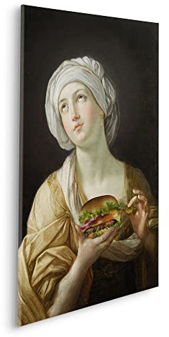Komar Keilrahmenbild im Echtholzrahmen - Heal-thy Burger - Größe 60 x 90 cm - Wandbild, Kunstdruck, Wanddekoration, Design, Wohnzimmer, Schlafzimmer