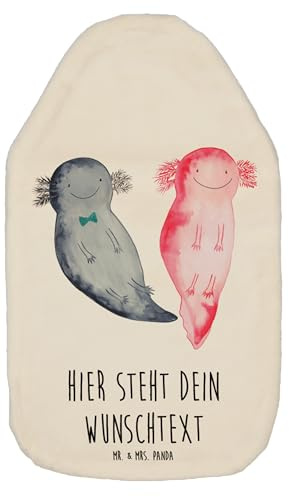 Mr. & Mrs. Panda Personalisierte Wärmflasche Axolotl Liebe - Weiß
