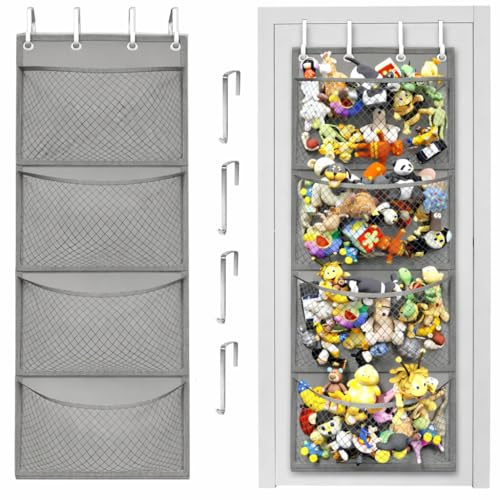 Honeyera The Original Storage for Stuffed Animals - Over Door Organizer for Stuffies, Baby Accessories, Toy Plush with Breathable Hanging Pockets Big Girls Toddler Large Bag