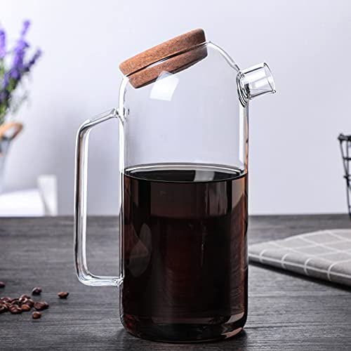 Jauhmui Hitzebeständige Glaskaraffe 1500 ml mit Korkdeckel, stabile Glaskanne für warmes und kaltes Wasser, Saft, Eistee, Wein und Getränke Aller Art
