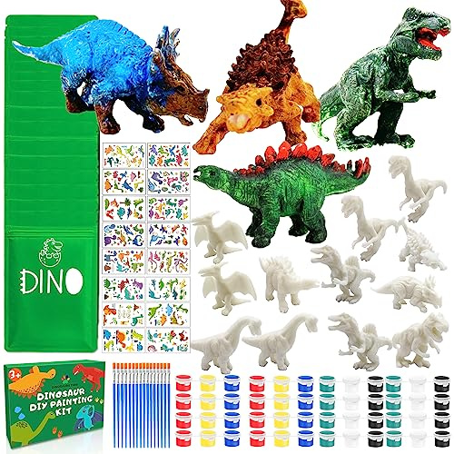 Lubibi Dinosaurier Malset für Kinder,Dinosaurier Party Mitgebsel Kindergeburtstag,Malset 16 Stück Mitbringsel Kindergeburtstag Gastgeschenke Gastgeschenk DIY Dino Spielzeuge Kinder Jünge