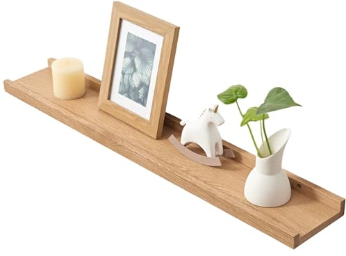 Gieanoo Bilderleiste Holz,100cm Eiche Regal Massiv Schweberegal Wandregal gewürzregal regalbrett Hängeregal Ideal für Wohnzimmer Schlafzimmer Badezimer (100cmx15cm)