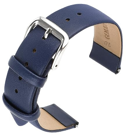 Cobee 18 mm Leder Uhrenarmbänder, Uhren Armband (Dunkelblau), Universal | Weiches Kalbsleder, Schnellverschluss, Leder-Ersatzarmband, für Männer und Frauen, Edelstahl Verschluss Schnalle