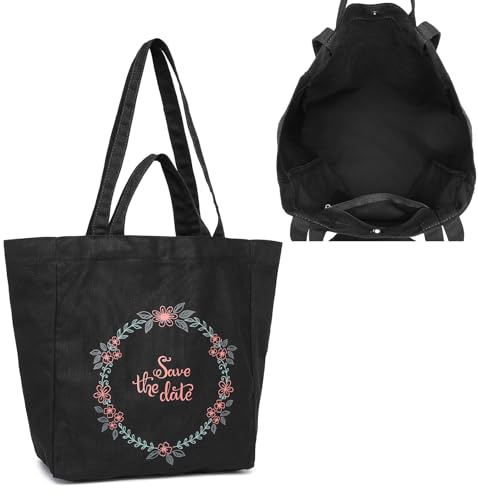 Miss Lulu Sac Cabas Réutilisable de Shopping, Grand Sac à main de 13'' Laptop, En Toile ImperméAble, Fourre-Tout de Voyage, Deux Bretelles de Porter épaule,Joli Cadeau de Noël