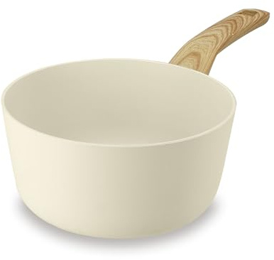 Menastyl Colorama - Cazuela de aluminio (18 cm, revestimiento antiadherente de cerámica), color crema
