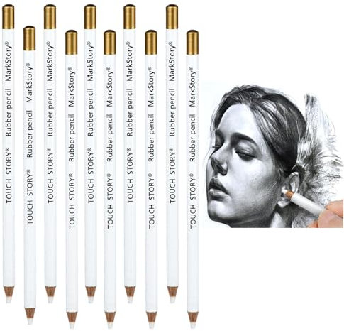 10 Stück Weiße Kohle Bleistift Weiche Professionell Zeichnen Kohlestift zum Zeichnen Skizzieren Schattieren Ungiftig Highlight Skizzieren Zeichenstifte Art Supplies für Künstler Details Malerei