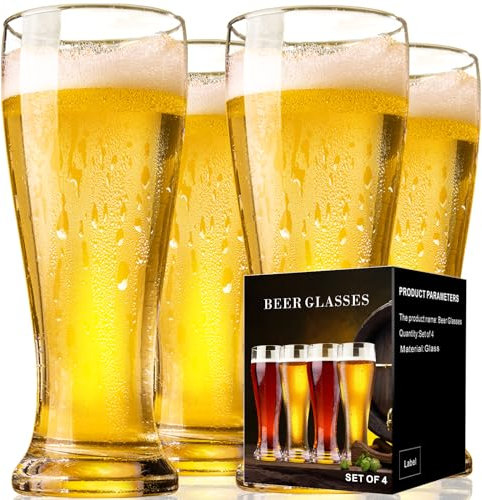 ParaCity Juego de 4 vasos de pinta de 470 ml, vasos de cerveza, regalo para hombres, vasos de cerveza para agua, jugo, café helado, cócteles, Cruzcampo