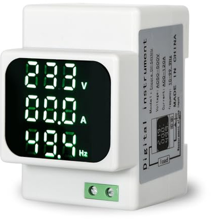 DEWIN Voltímetro Amperimetro Digital Medidor de Consumo Electrico CA 50-500V 120A Multifunción Medidor de Frecuencia de Voltaje de Corriente Doméstico de Riel DIN
