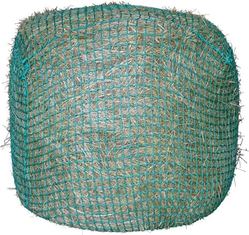 Kerbl Heunetz für Rundballen | bis 160cm, Grün, Polypropylen, Maschenweite 4,5 × 4,5 cm, sichere Befestigung mit 6-mm-Elastikseil