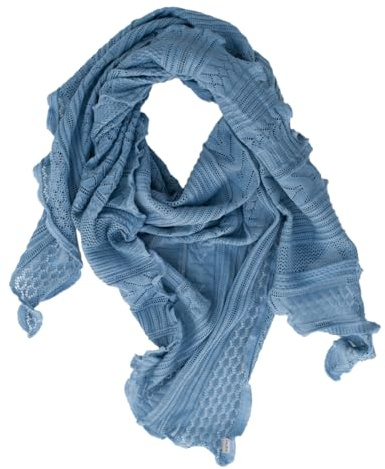 Invero, Foulard triangolare Vanessa, 100% cotone biologico, blu, 200 cm X 140 cm
