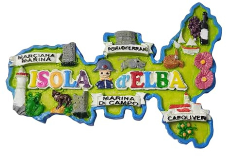 Wedarego Isola d'Elba Italia Calamita da frigorifero 3D souvenir regalo, resina fatta a mano Isola d'Elba magnete frigorifero casa e cucina decorazione collezione
