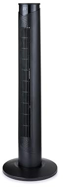 GEEPAS 37 Tower Fan with Remote Control | Bladeless Oscillating Cooling Digital Touch Display, 3 Speed Levels 4 Wind Modes With 12H Timer | Electric Standing Air Circulator for Home Office, 45W Black