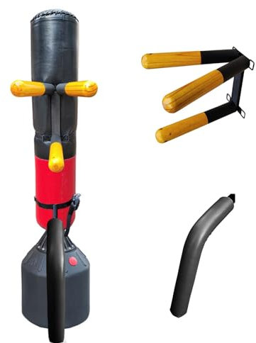 EXCLURA Wing Chun Holzpuppe 3 Arme & 1 Bein Wing Chun Dummy-Trainingsgerät, Wing Chun Dummies mit Holzarmen & Feder, Für Sandsack/Tragbares Trainer aus Weichen Gegenständen